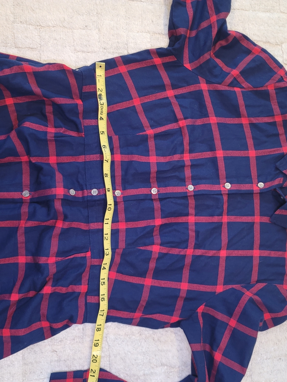 EUC J CREW Cotton Flannel Shirt Dress Navy Blue Red Plaid Preppy Women's Size 12 - Picture 8 of 12